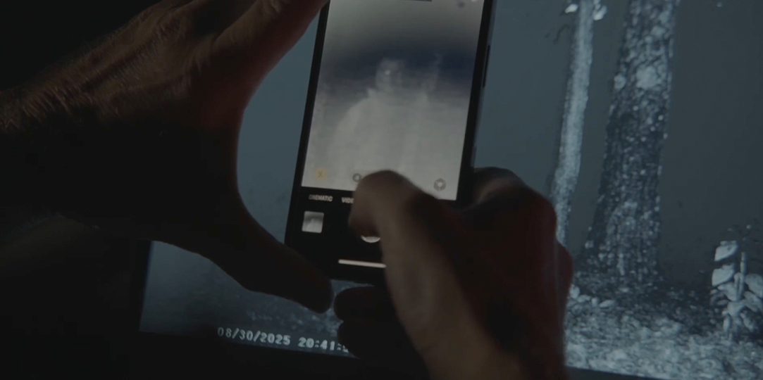 Cal photographs Emily on the screen