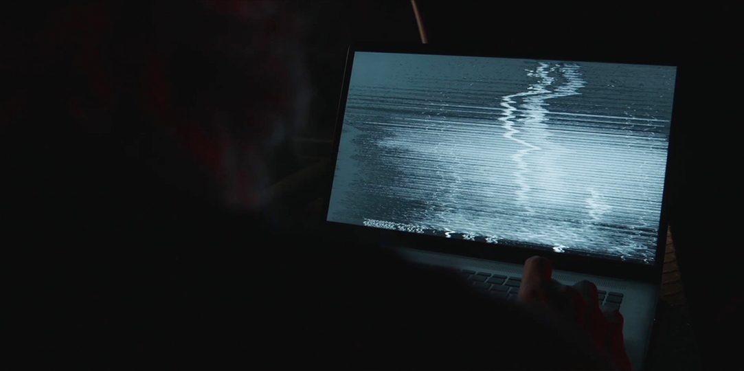 Distorted laptop footage